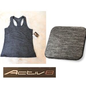 Activ8 Womens Gray RacerBack Athletic Work-Out Tank Top